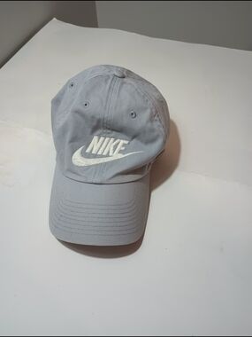 Nike Gray Baseball Cap with White Swoosh Logo